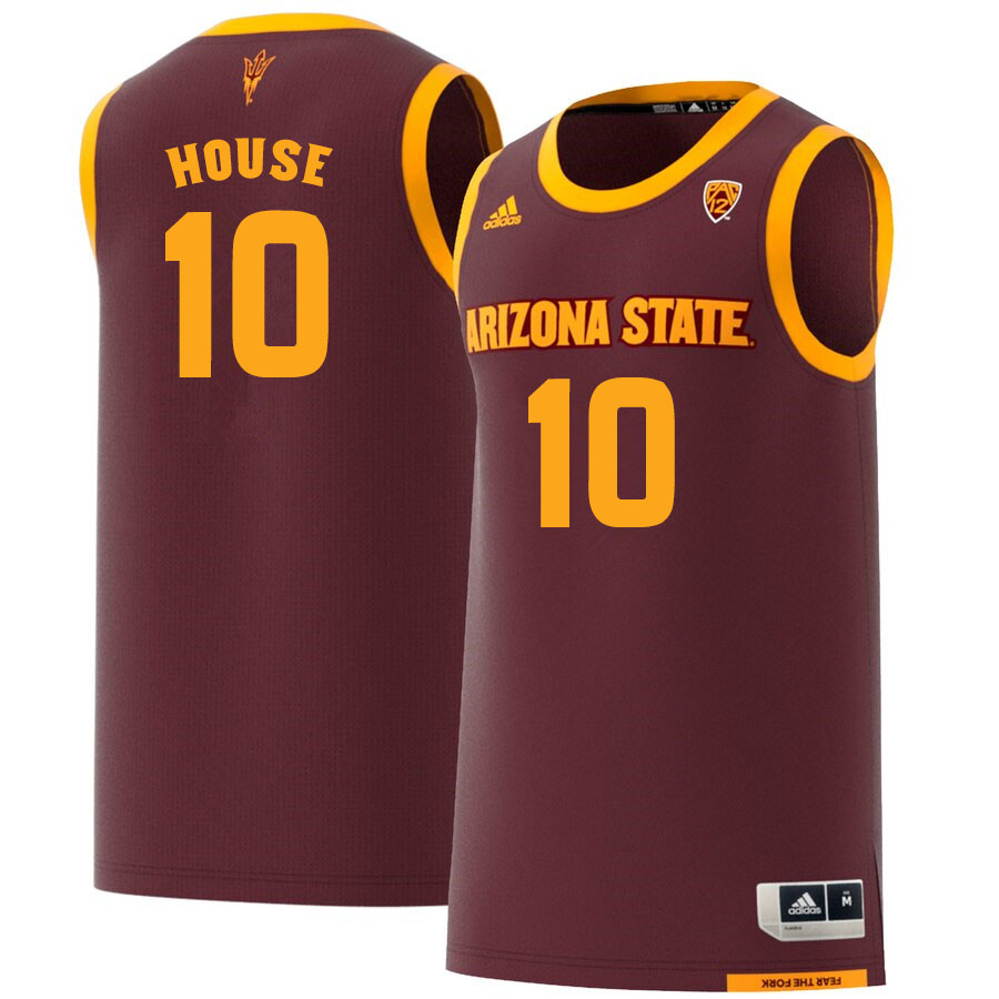 Men #10 Jaelen House Arizona State Sun Devils College Basketball Jerseys Sale-Maroon